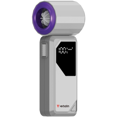 Verbatim (32340) Cool 'n' Go AirJet Handheld Fan - Grey/Purple