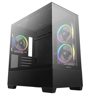 DeepCool CG380 3F Micro-ATX Gaming Case Black  Panoramic Tempered Glass Side Panel