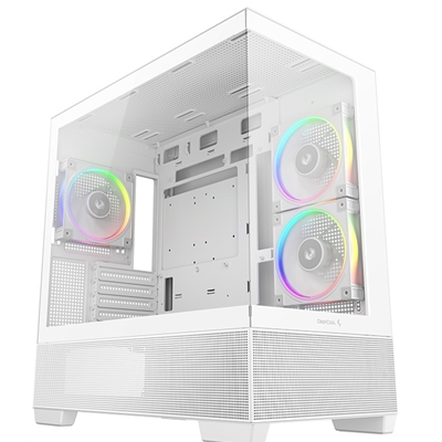 DeepCool CG380 3F Micro-ATX Gaming Case White  Panoramic Tempered Glass Side Panel
