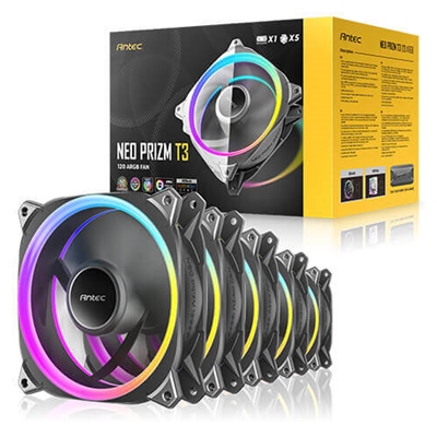 Antec Neo Prizm T3 120 ARGB PWM Case Fan (3-Pack) - Hydro Bearing