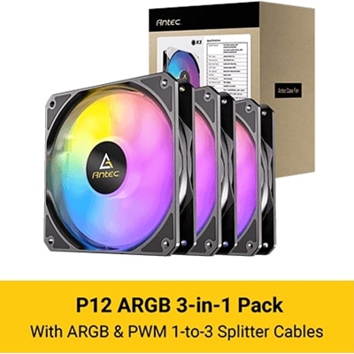 Antec P12 ARGB PWM 120mm Fan 3 pack - 4-Pin