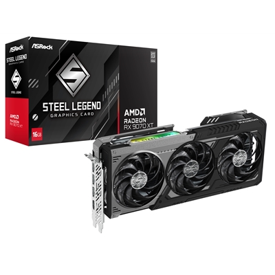 ASRock AMD Radeon RX 9070 XT Steel Legend Dark 16GB GDDR6 Graphics Card