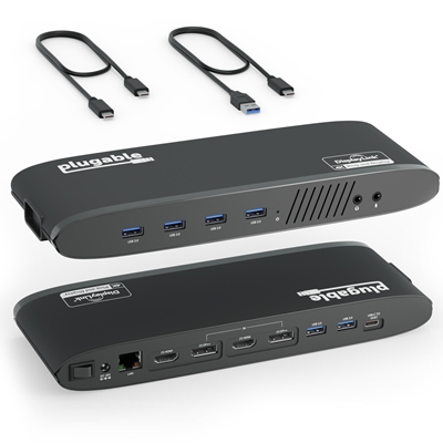 Plugable UD-6950H Universal Dual Monitor 4K USB-A/USB-C DisplayLink Certified Docking Station