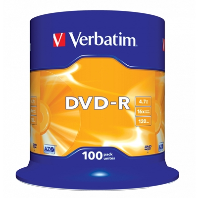 Verbatim (43549) DVD-R 16X 100PK SPINDLE 4.7GB MATT SILVER