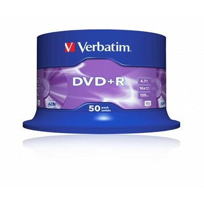 Verbatim (43550) DVD+R 16X 4.7GB 50PK SPINDLE MATT SILVER