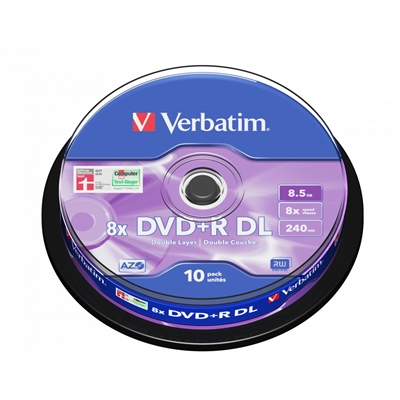 Verbatim (43666) DVD+R Double Layer 8.5GB 8X Matt Silver 10 Pack Spindle