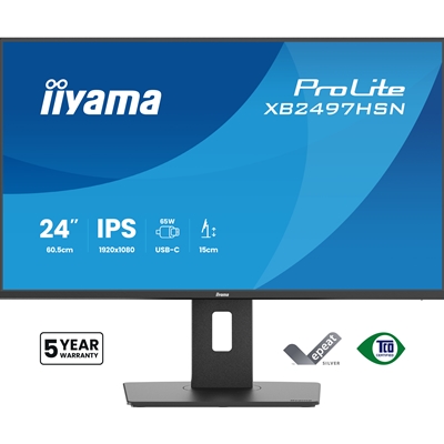 iiyama XB2497HSN-B1 24" IPS LCD USB-C Dock Display with 65W Charging