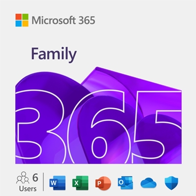Microsoft 365 Family Medialess Latest Version - 1 Year Subscription 6 Users